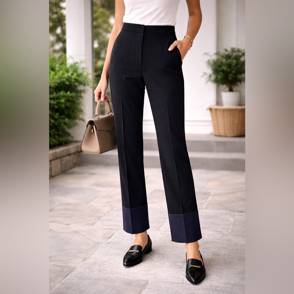 Derek Lam Black and Navy Straight Leg Pants